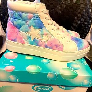SODA Tie Dye High-Top Shoes - Brand new, never worn! Size 8